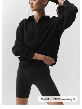 ALO Yoga Black take it easy long sleeve Henley XS